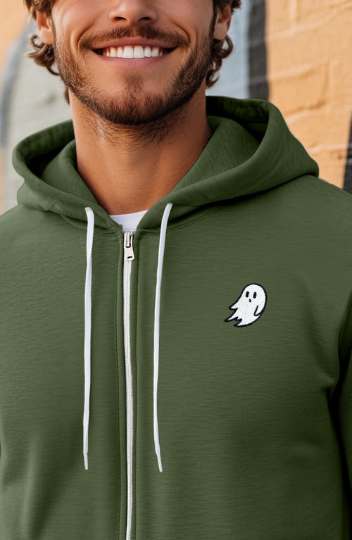Dalix Ghost Zip Hoodie In Military Green