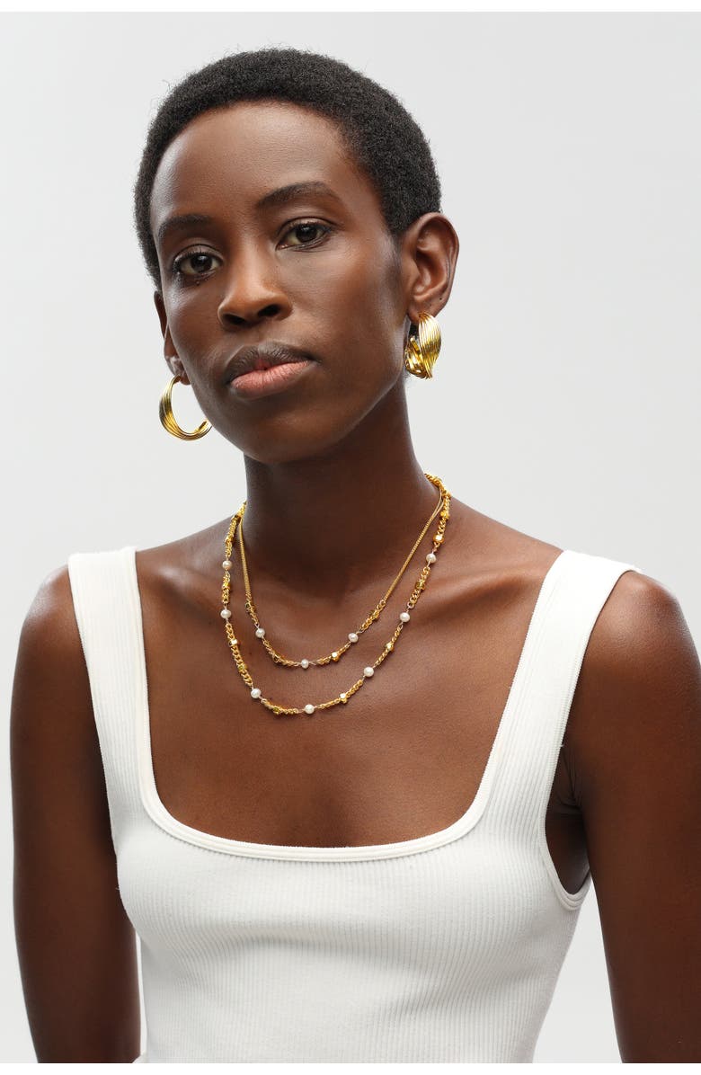 Classicharms Double Stranded Necklace With Freshwater Pearls, Alternate, color, Gold