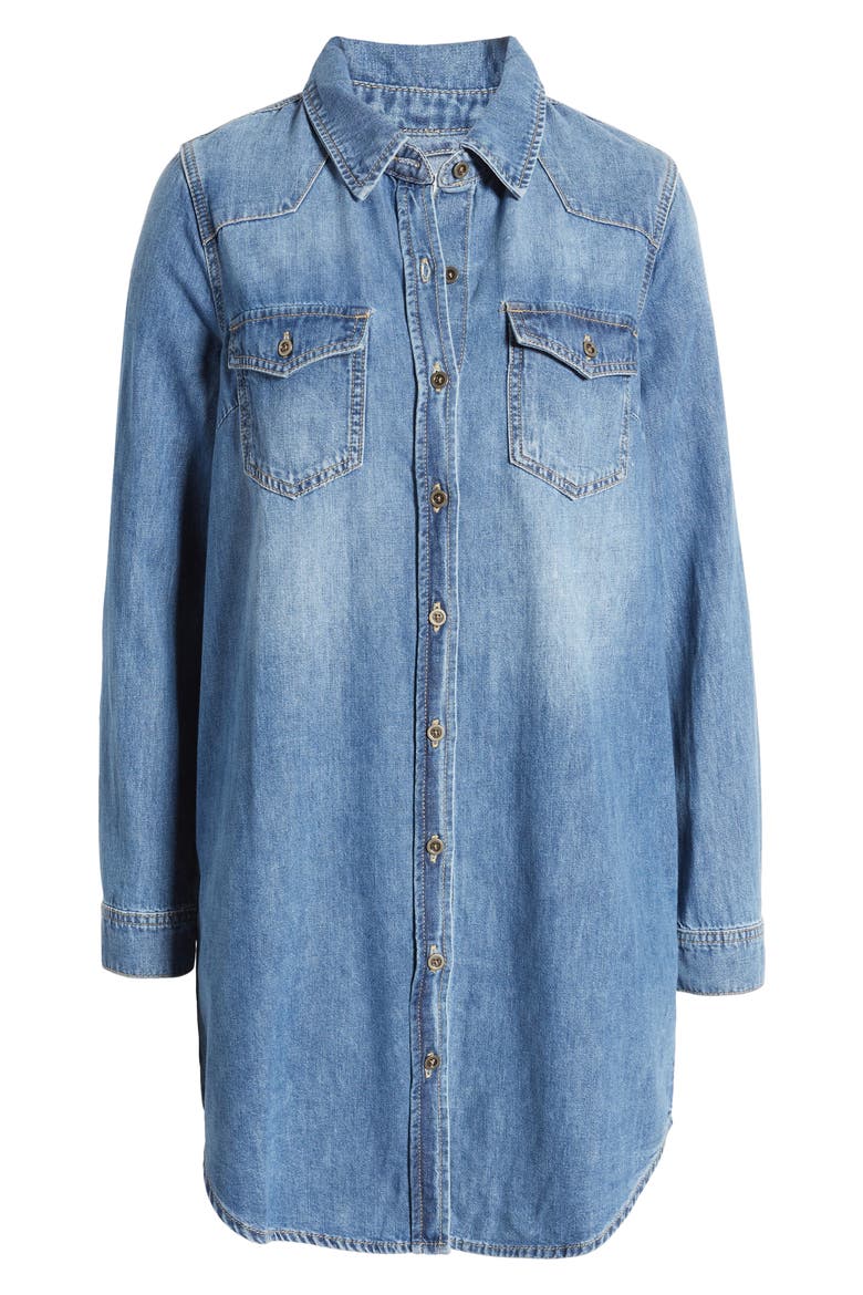 Amanda Long Sleeve Denim Shirtdress, Alternate, color, TAYLOR BLUE