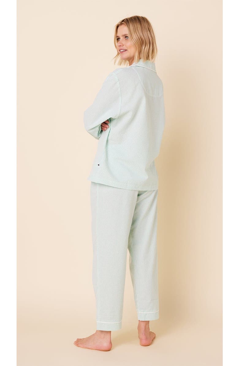The Cat's Pajamas Cotton Seersucker Pajama Set, Alternate, color, Mint Stripe