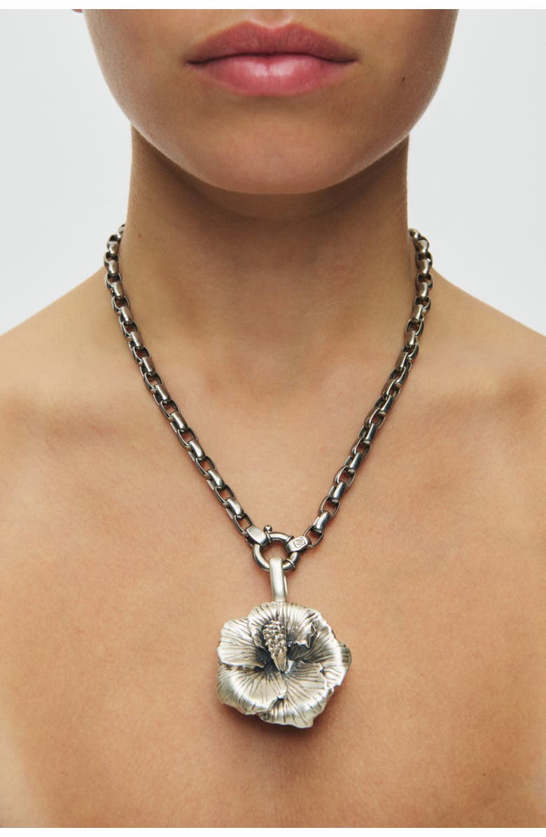 67jewelry Hibiscus Flower Necklace, Alternate, color, Silver