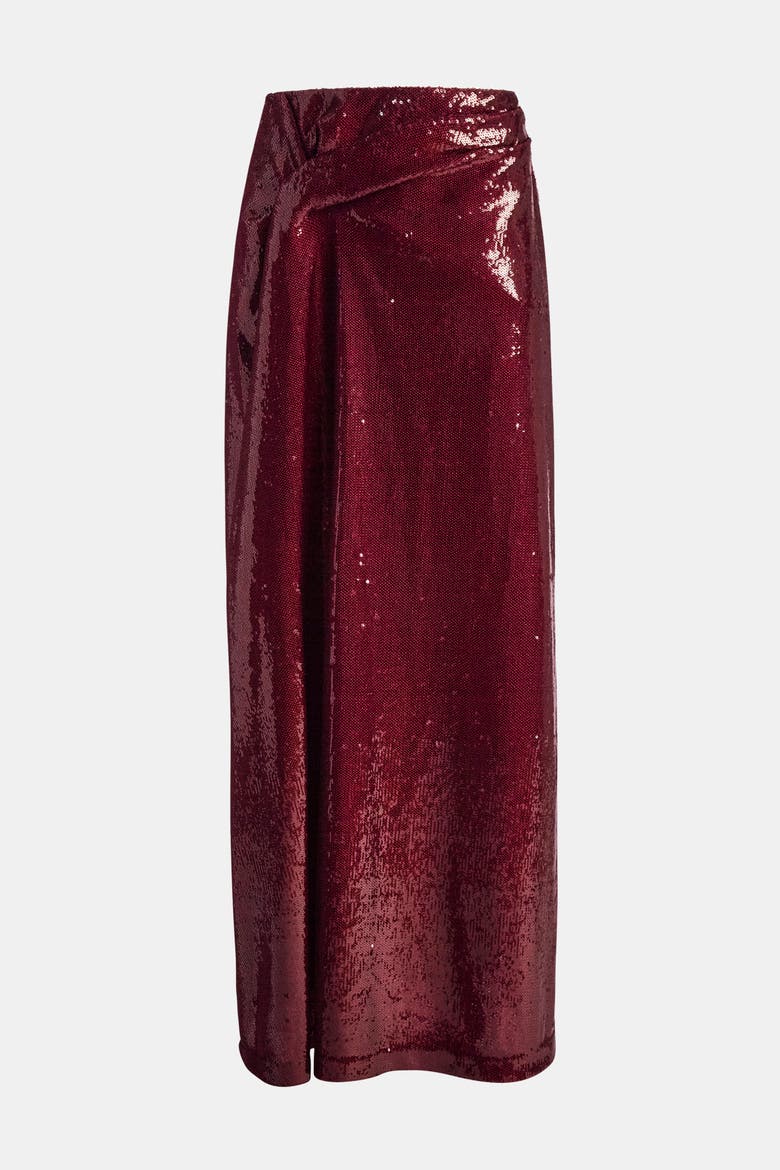 Camille Sequin Maxi Skirt, Alternate, color, Burgundy
