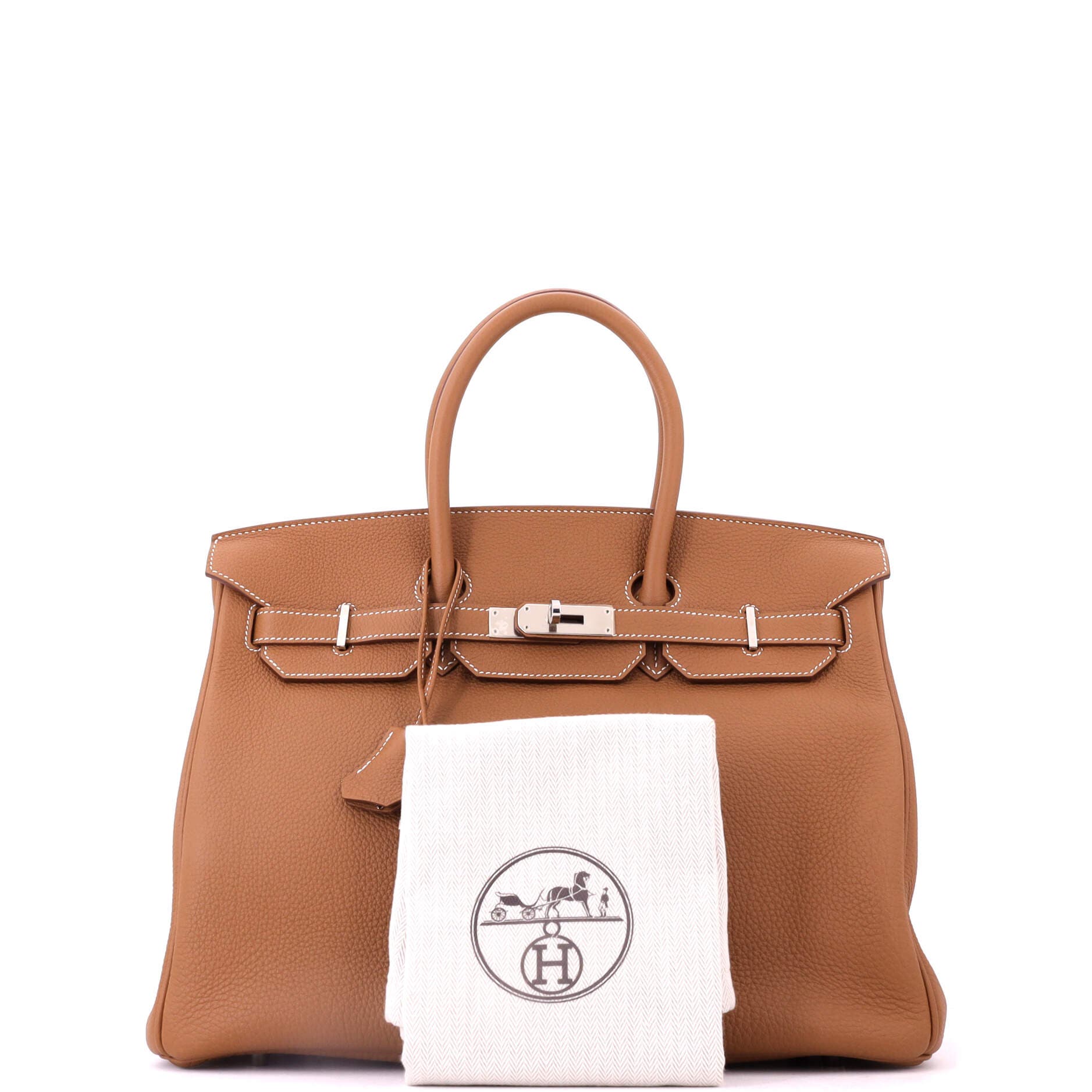 Birkin Handbag Brown Togo with Palladium Hardware 35, Alternate, color, Metallic Gold