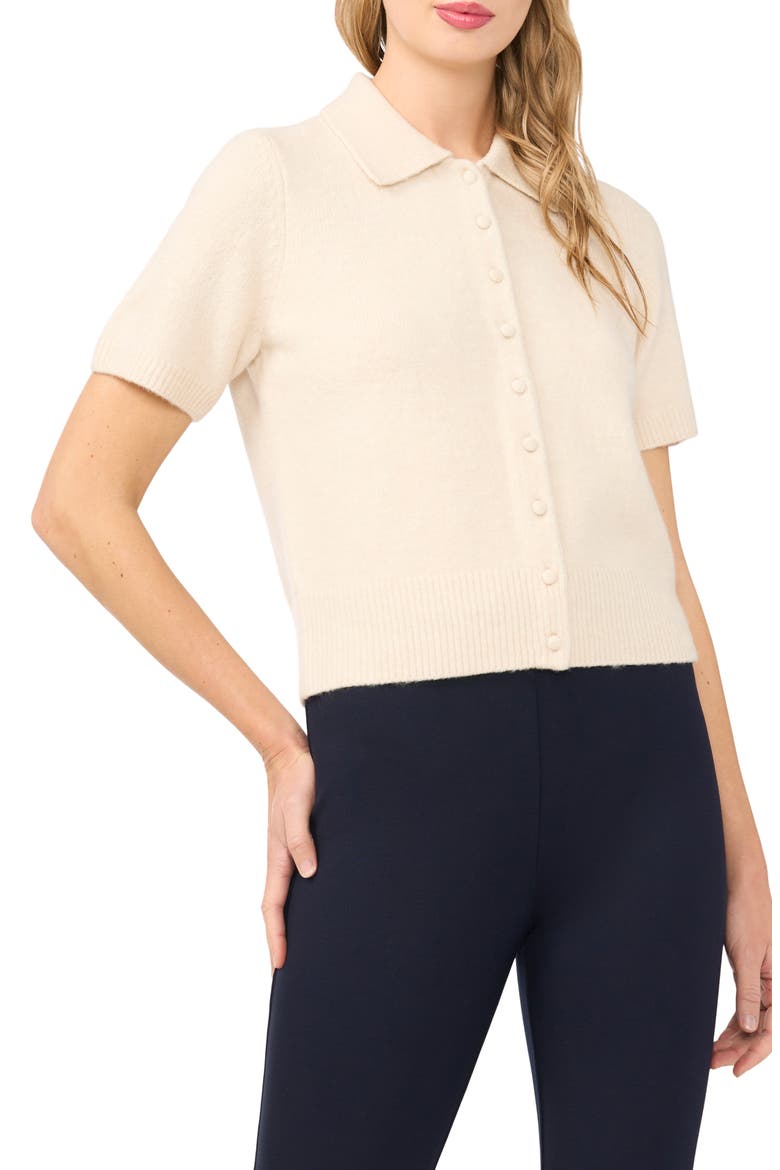 Short Sleeve Polo Sweater, Main, color, BIRCH