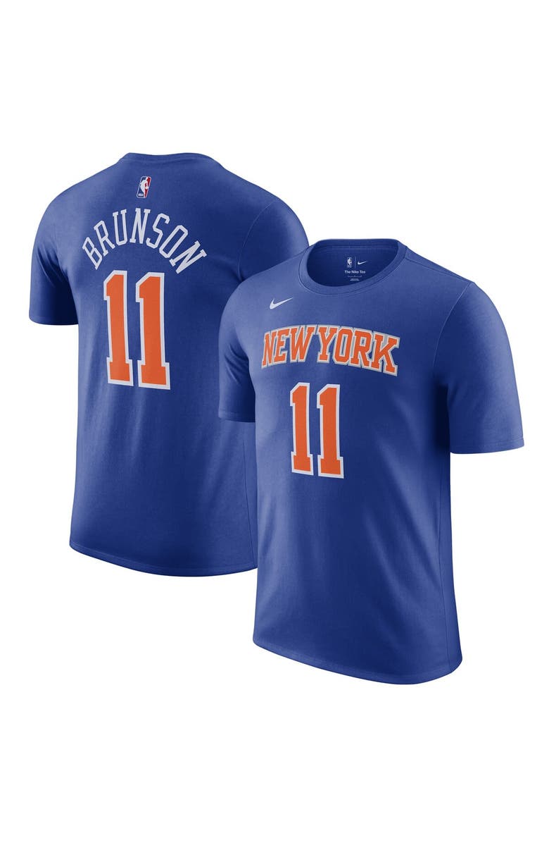 Nike Men's Nike Jalen Brunson Blue New York Knicks Icon Edition Name & Number T-Shirt, Alternate, color, Blue
