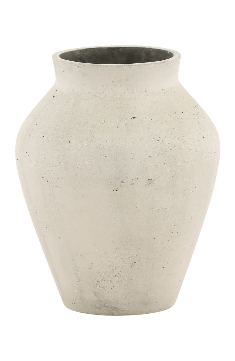 Dovetail Furniture Leander Cement Outdoor Vase - Large, Main, color, Antique White