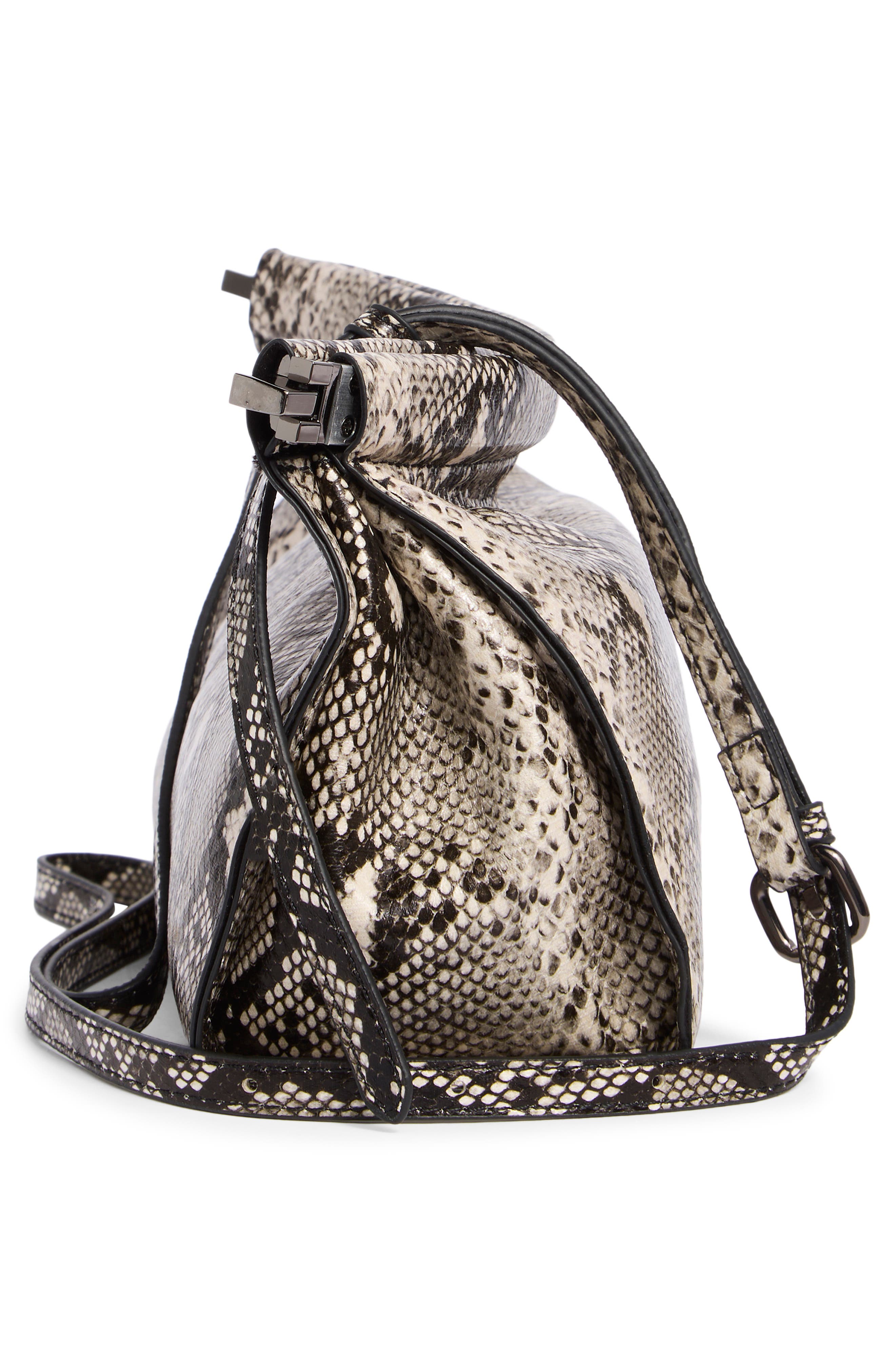 Snake Embossed Faux Leather Shoulder Bag, Alternate, color, BLACK WHITE SNAKE