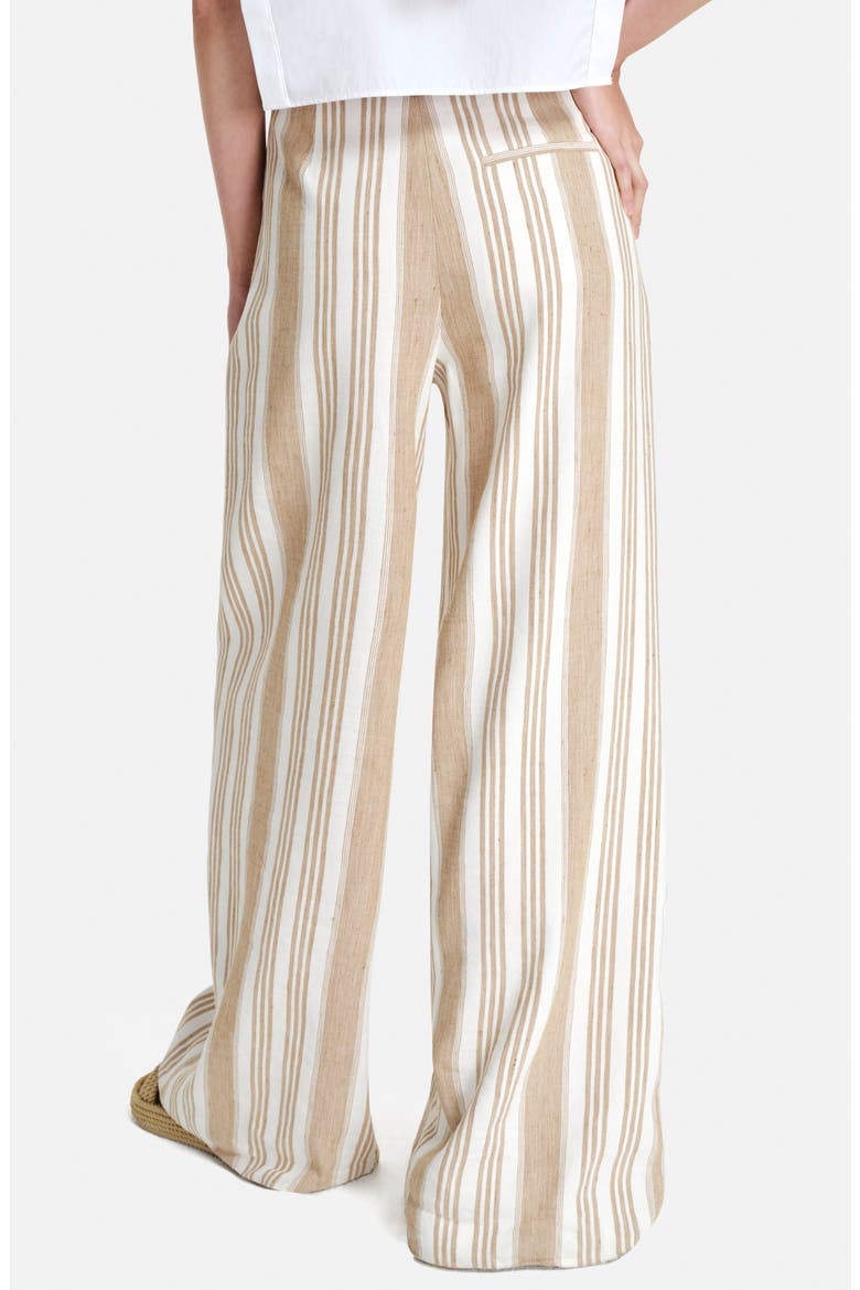 Demie Variegated Stripe Linen & Cotton Wide Leg Pants, Alternate, color, WHITE/KHAKI