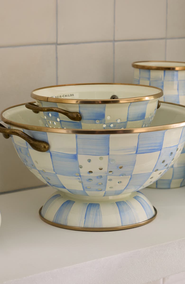 MACKENZIE CHILDS Sky Check Large Colander, Alternate, color, Sky Check