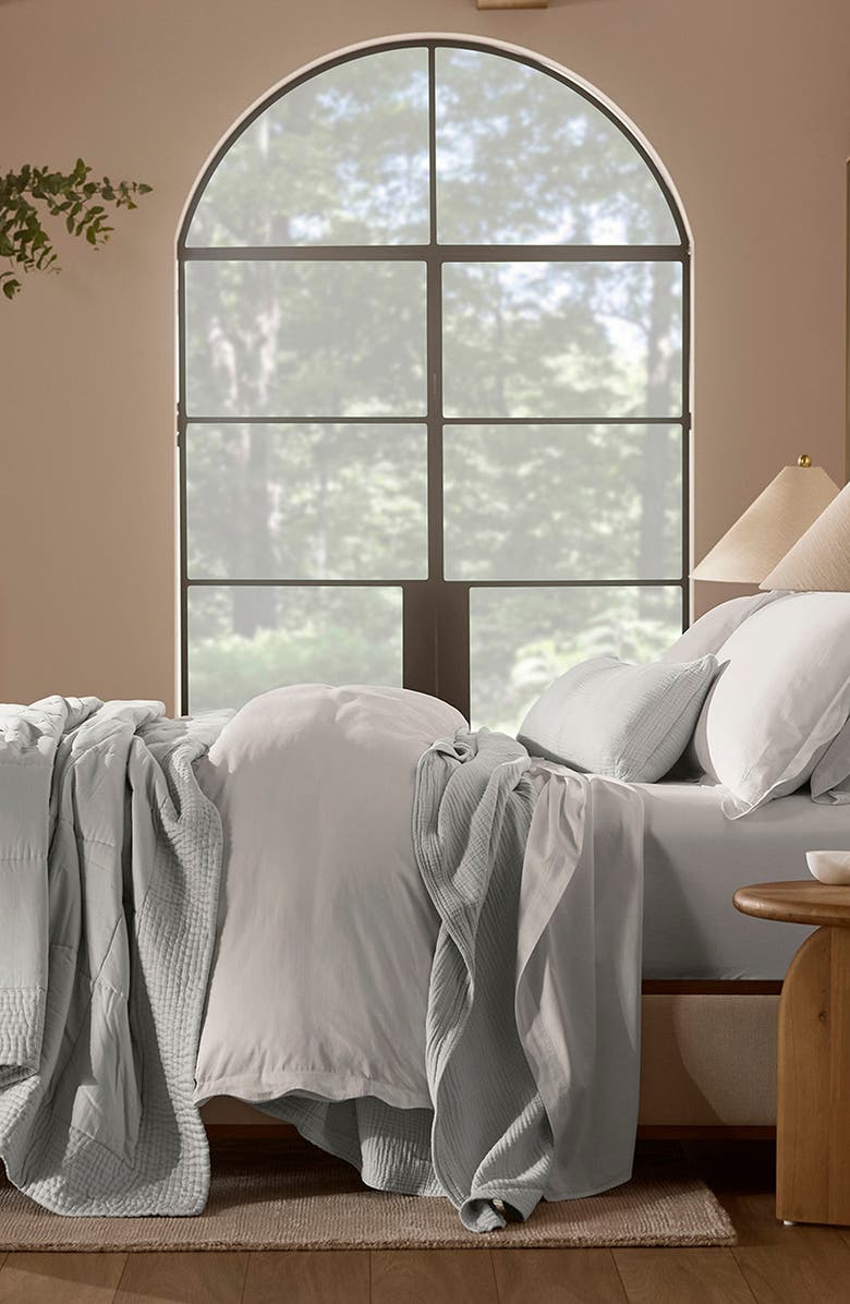 Boll & Branch Signature Curved Edge Duvet Cover & Shams Set, Alternate, color, White/ White