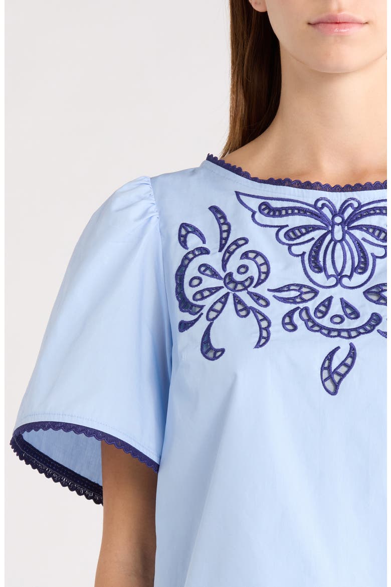 Jocie Embroidered Puff Sleeve Top, Alternate, color, LIGHT-BLUE