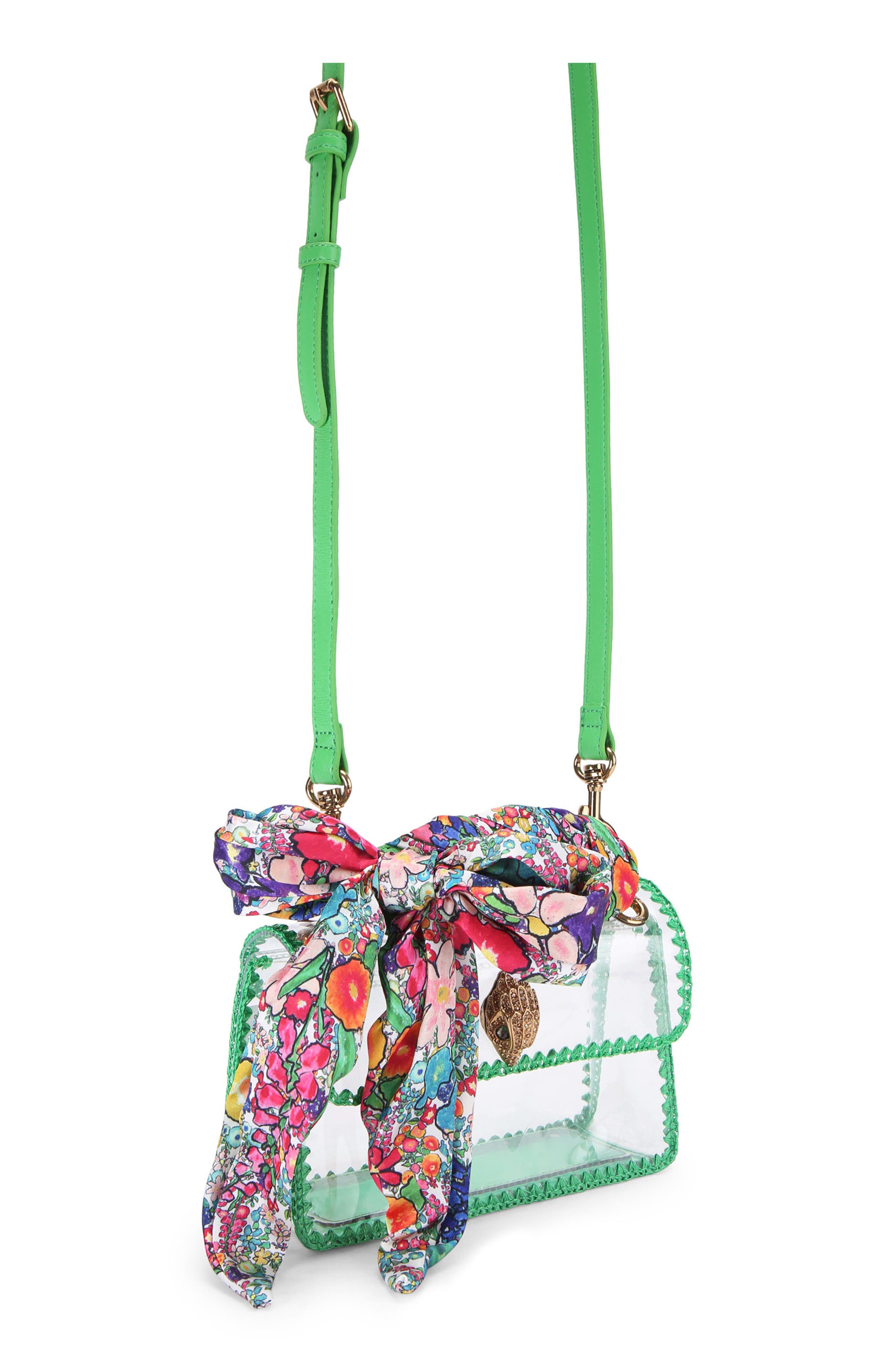 Kurt Geiger London Mini Kensington Vinyl Clear Crossbody Bag, Alternate, color, Green Comb