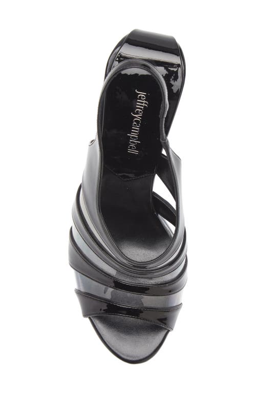 Jeffrey Campbell Slo Mo Slingback Platform Wedge Sandal In Black Patent Combo