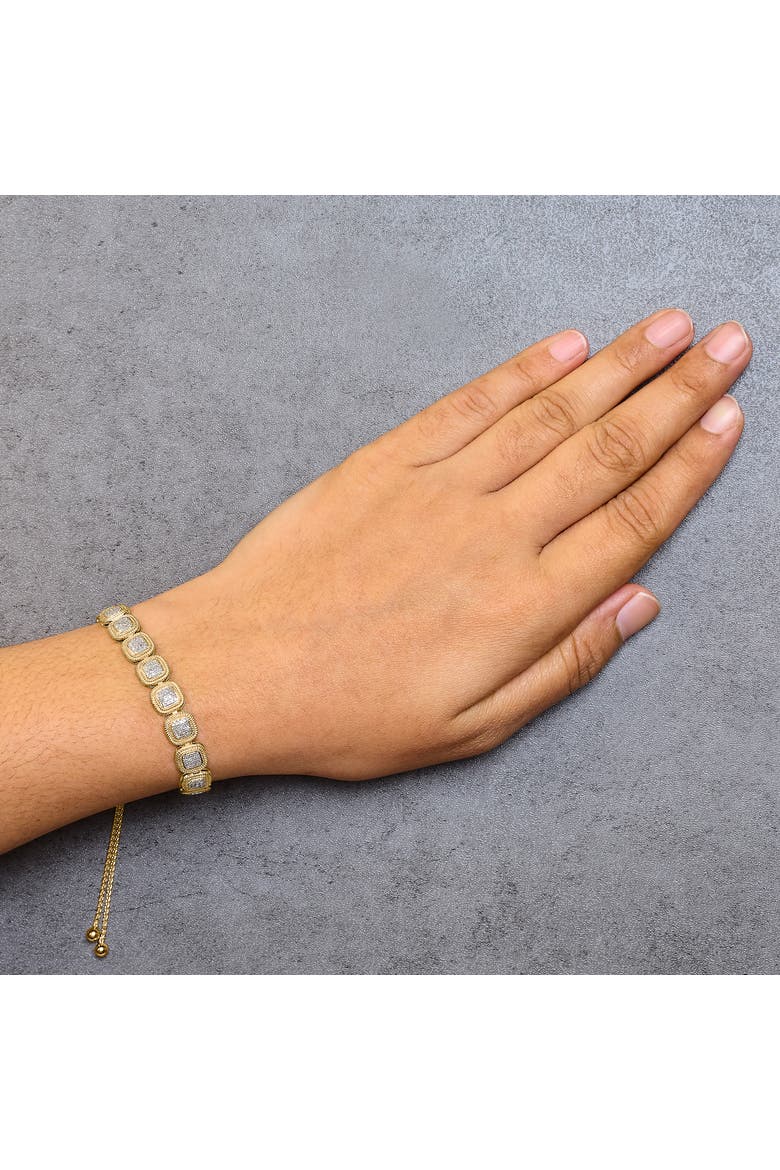 14k Yellow Gold Plated Silver 5/8 Cttw Diamond Composite Frame Bolo Bracelet, Alternate, color, Yellow