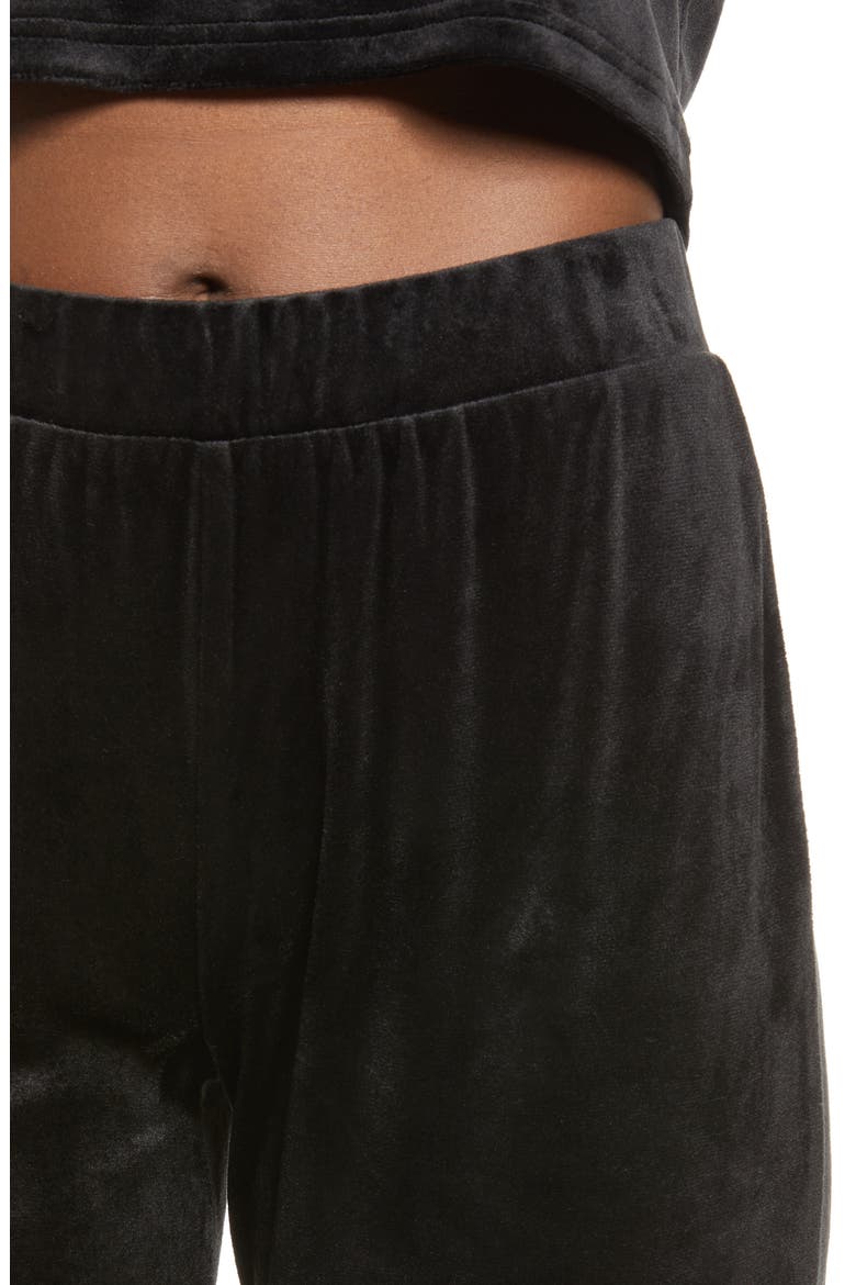 Athena Velvet Flare Crop Pants, Alternate, color, BLACK