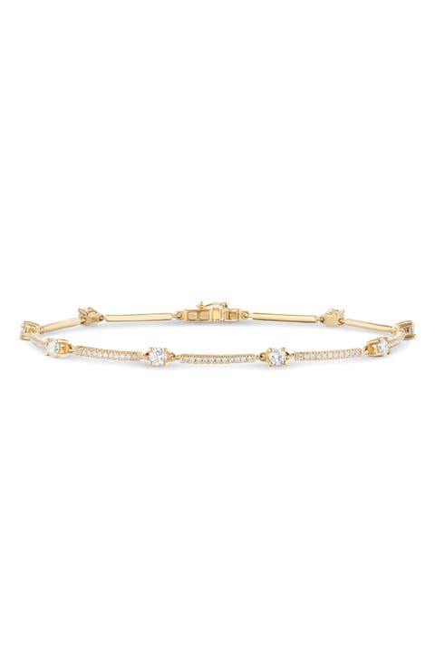 14k Gold Diamond Bar Bracelet