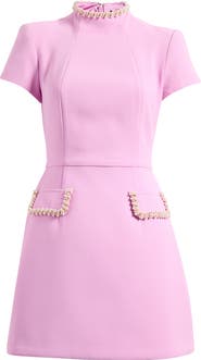 NADINE MERABI Jacqueline Embellished Funnel Neck Minidress