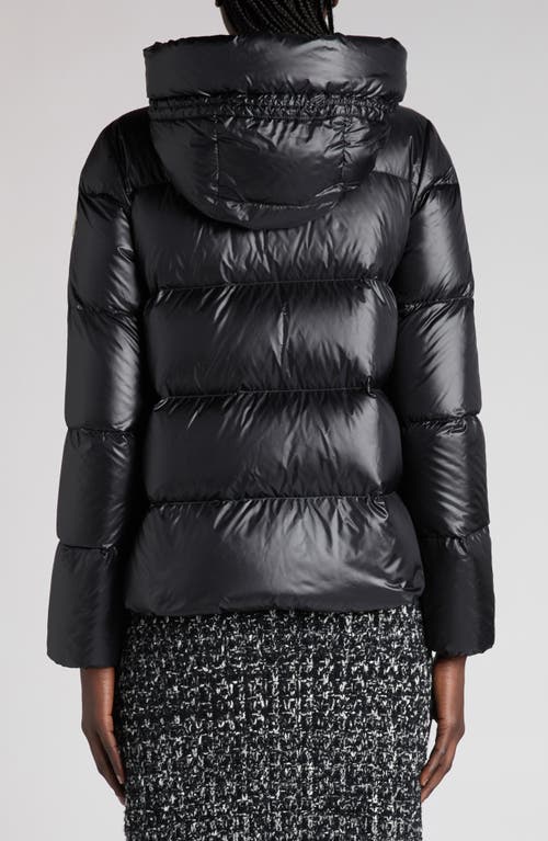 Moncler Women Black Serittes Short Hooded Down Jacket In Black