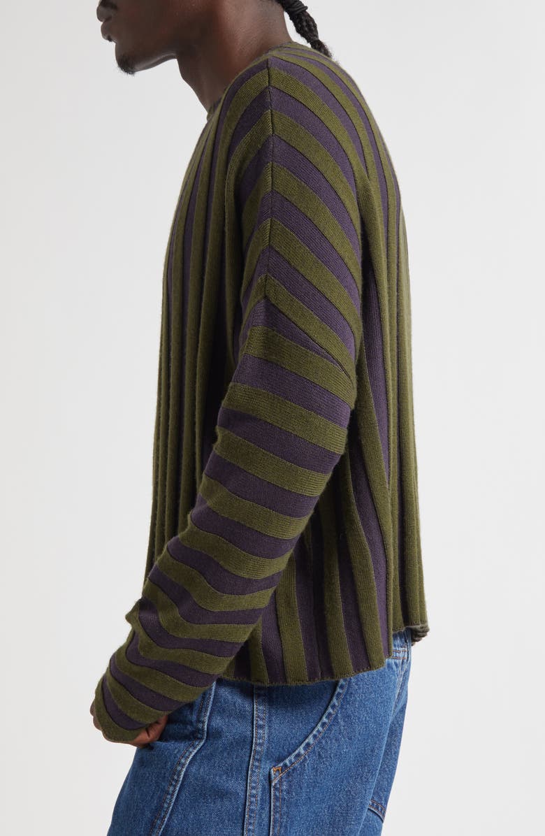 Eckhaus Latta Keyboard Stripe Wool Crewneck Sweater, Alternate, color, Mallard