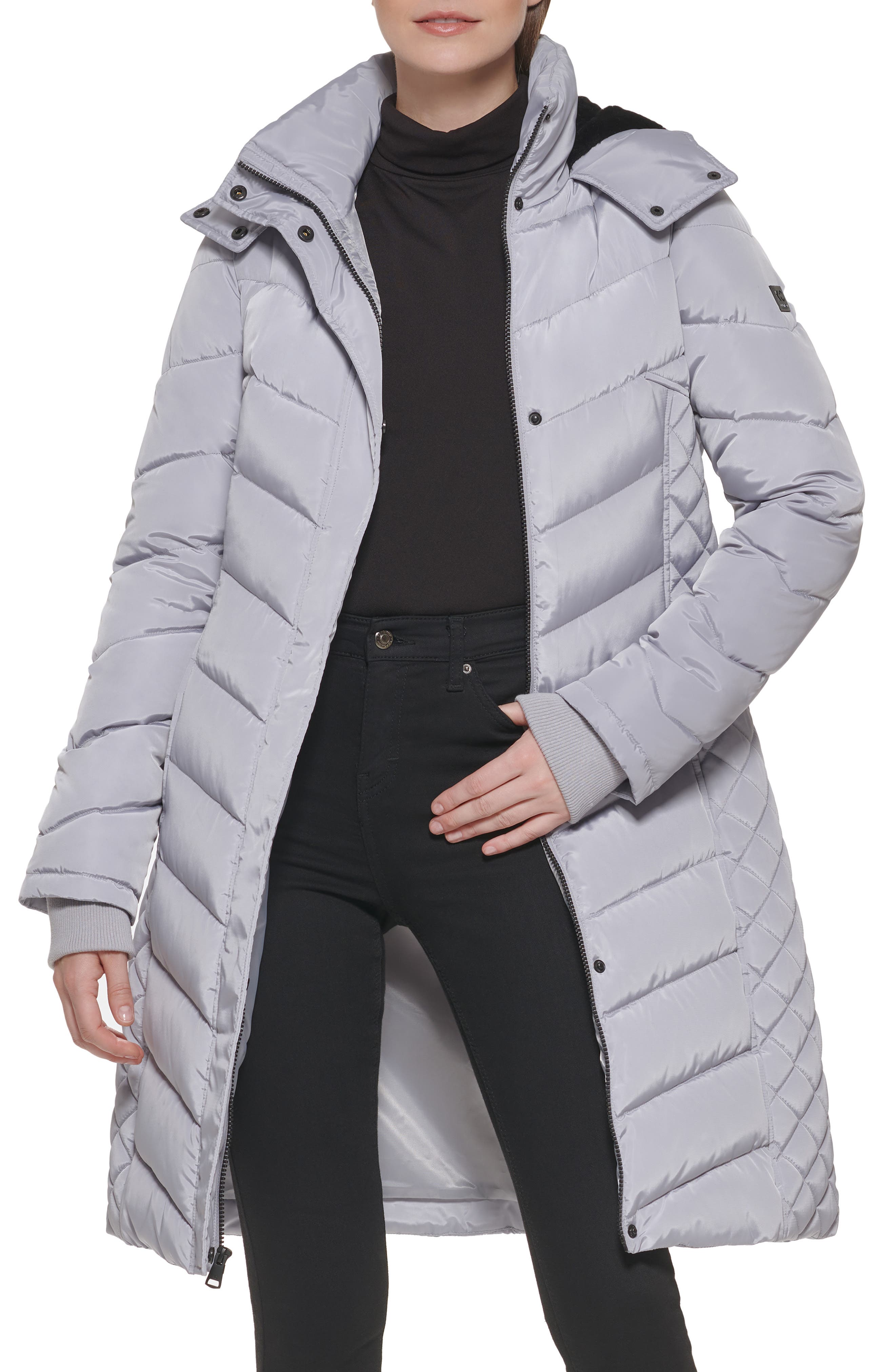 Kenneth Cole New York Heavyweight Fleece Lined Hood Quilted Puffer Jacket