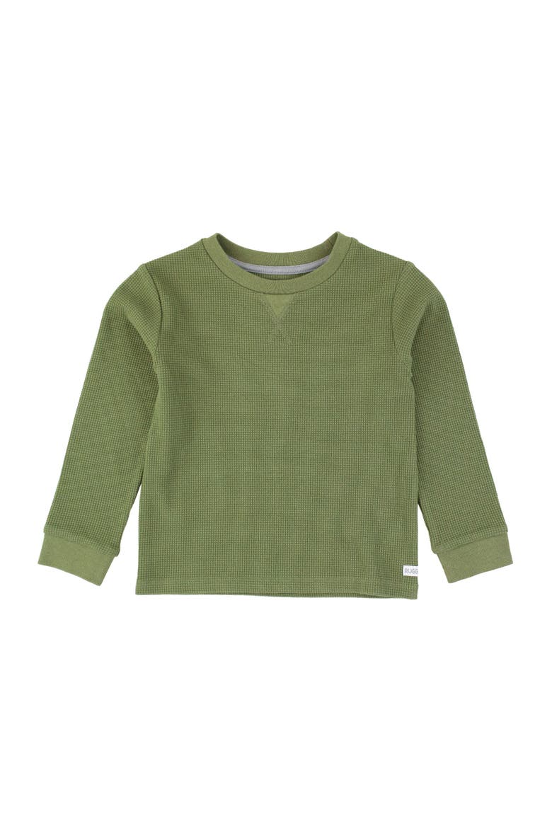 Baby Boys Waffle Knit Long Sleeve Crew Neck Shirt, Main, color, Dusty Olive