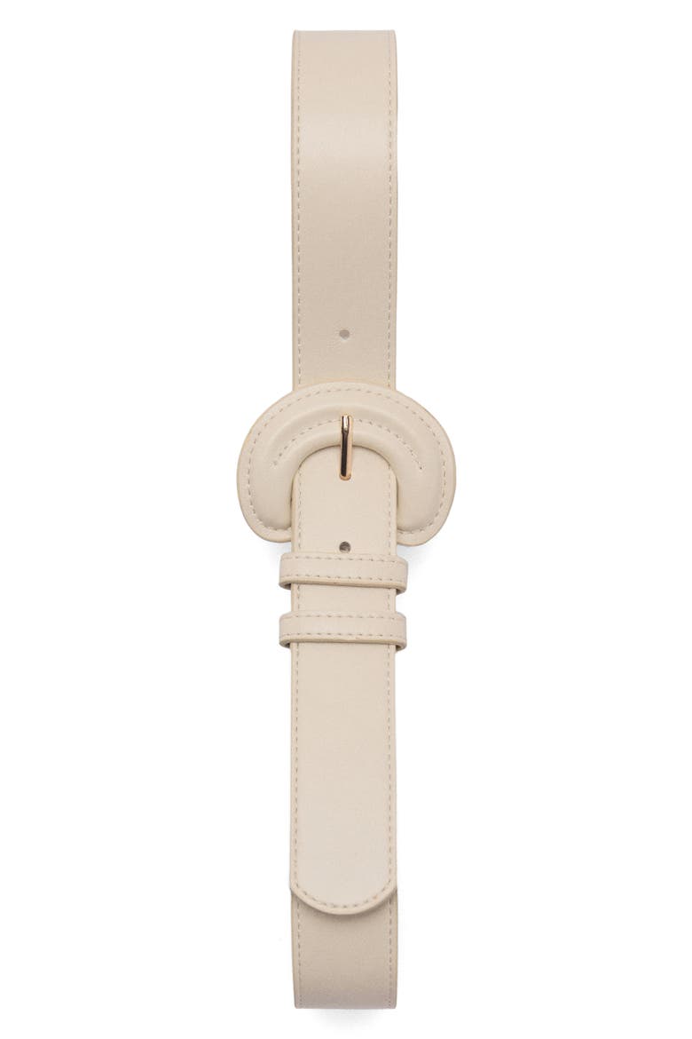 Oval Buckle Faux Leather Belt, Alternate, color, ECRU