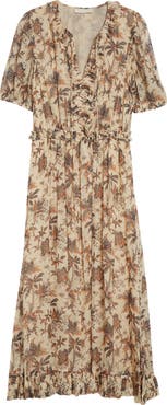 Ulla Johnson Rosamude Floral Puff Sleeve Midi Dress
