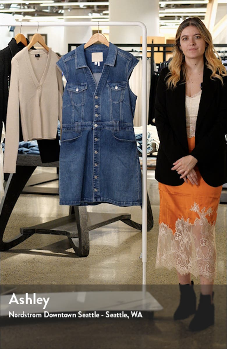 Kelsee Tie Belt Sleeveless Denim Mini Shirtdress, sales video thumbnail