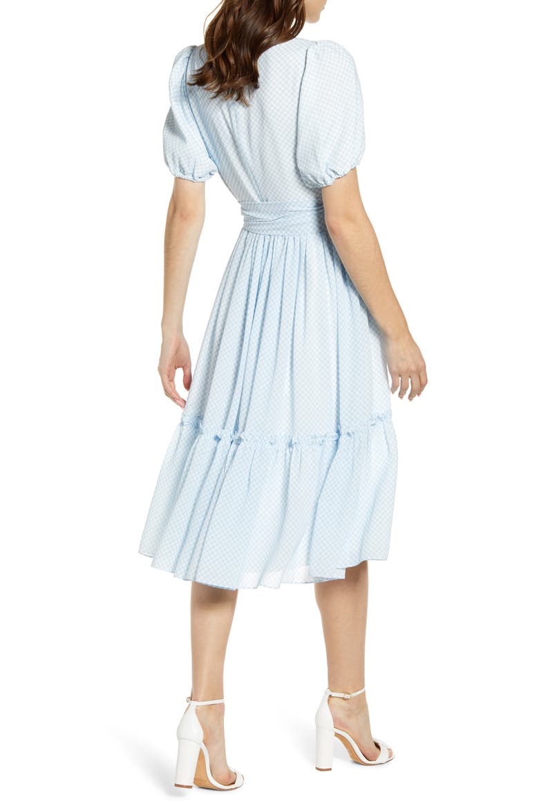 Gingham Puff Sleeve Dress, Alternate, color, BLUE SKYWAY GINGHAM