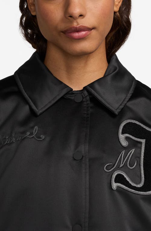 JORDAN JORDAN CHENILLE PATCH SATIN VARSITY BOMBER JACKET