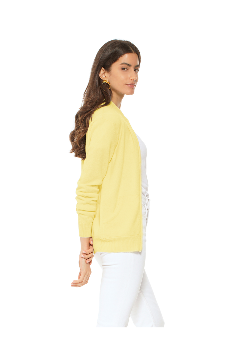 Pure Cashmere Double Slider Slider Zip Cardigan, Alternate, color, Lemon Yellow