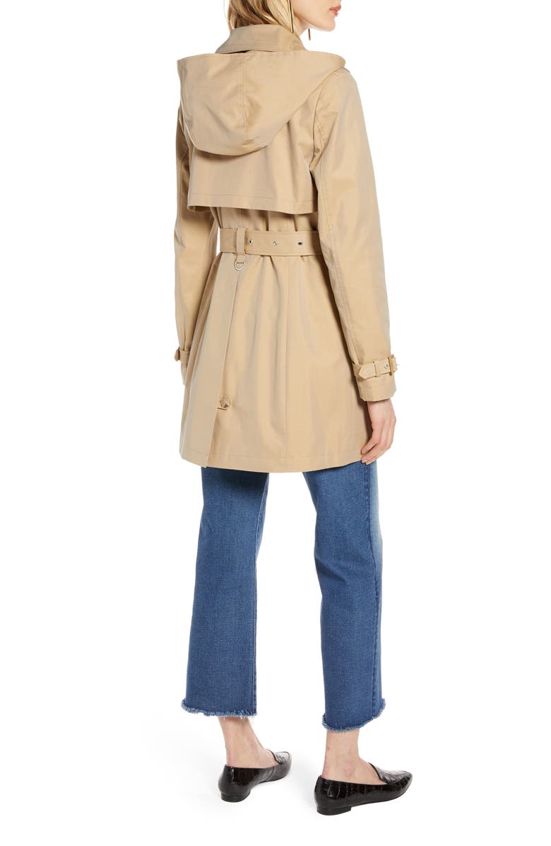 Halogen<sup>®</sup> Double Breasted Trench Coat with Removable Hood, Alternate, color, 