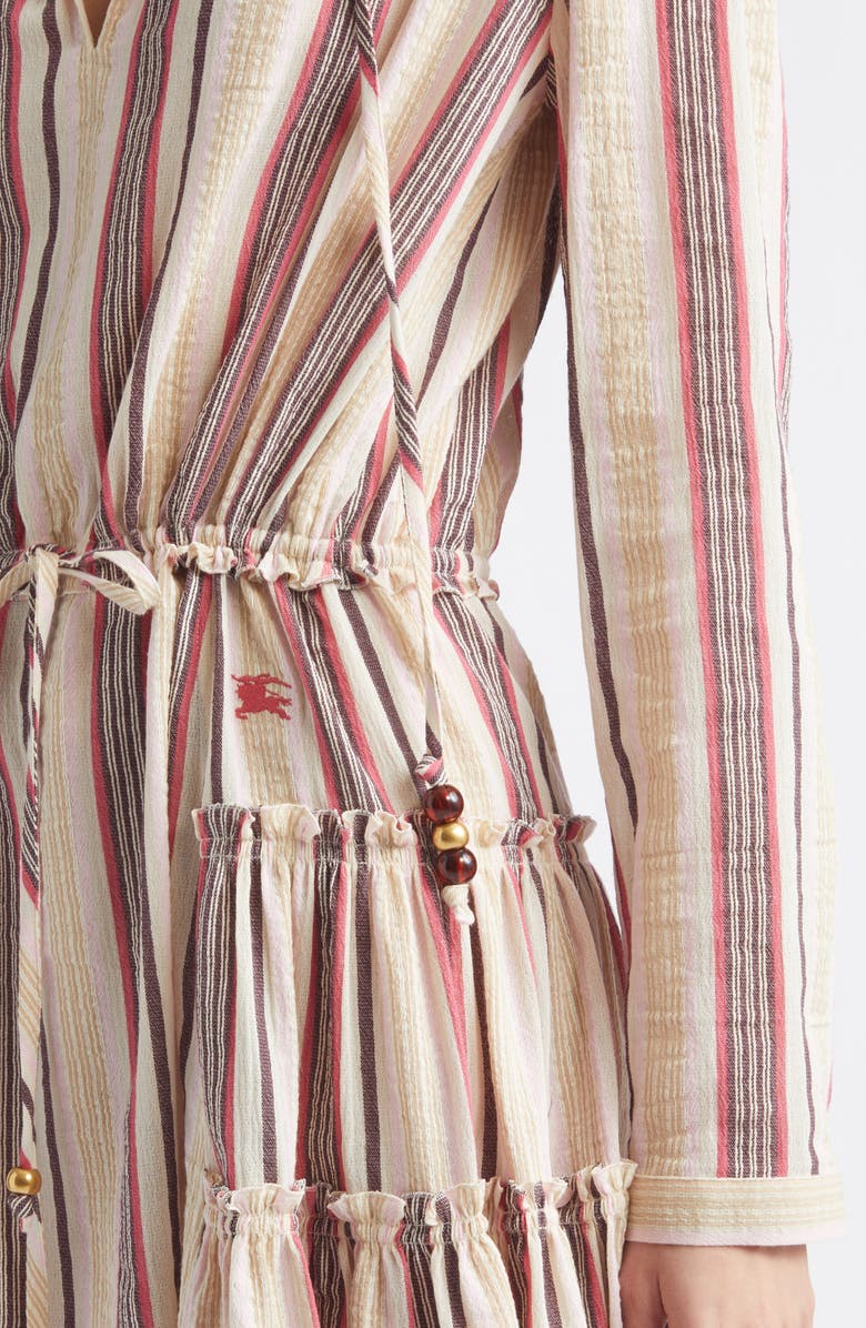 Burberry Lauren Stripe Long Sleeve Cotton Voile Minidress, Alternate, color, Neapolitan Pink Strp