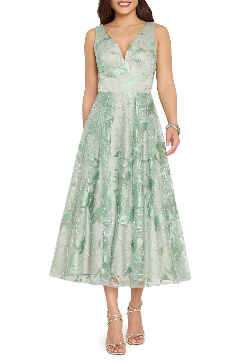 Metallic Soutache Sleeveless Midi Dress, Alternate, color, WILLOW/ SILVER