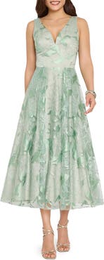 Tahari ASL Metallic Soutache Sleeveless Midi Dress