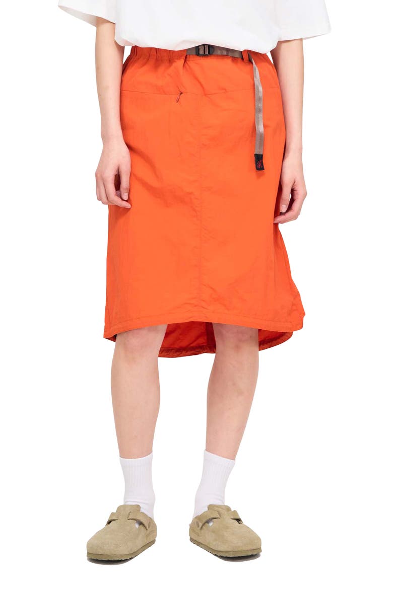 Packable Woven Midi Skirt, Main, color, ORANGE