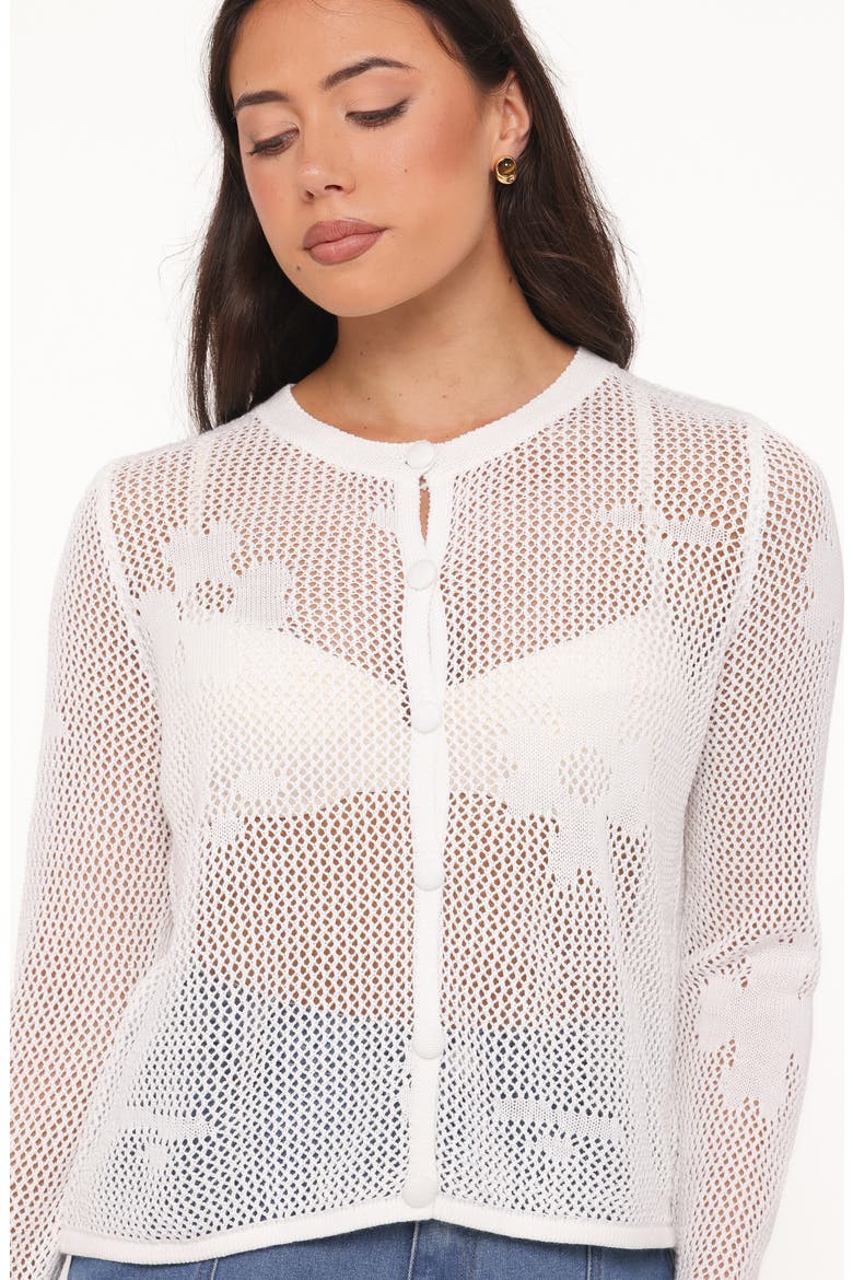 Maddox Open Stitch Cardigan, Alternate, color, WHITE