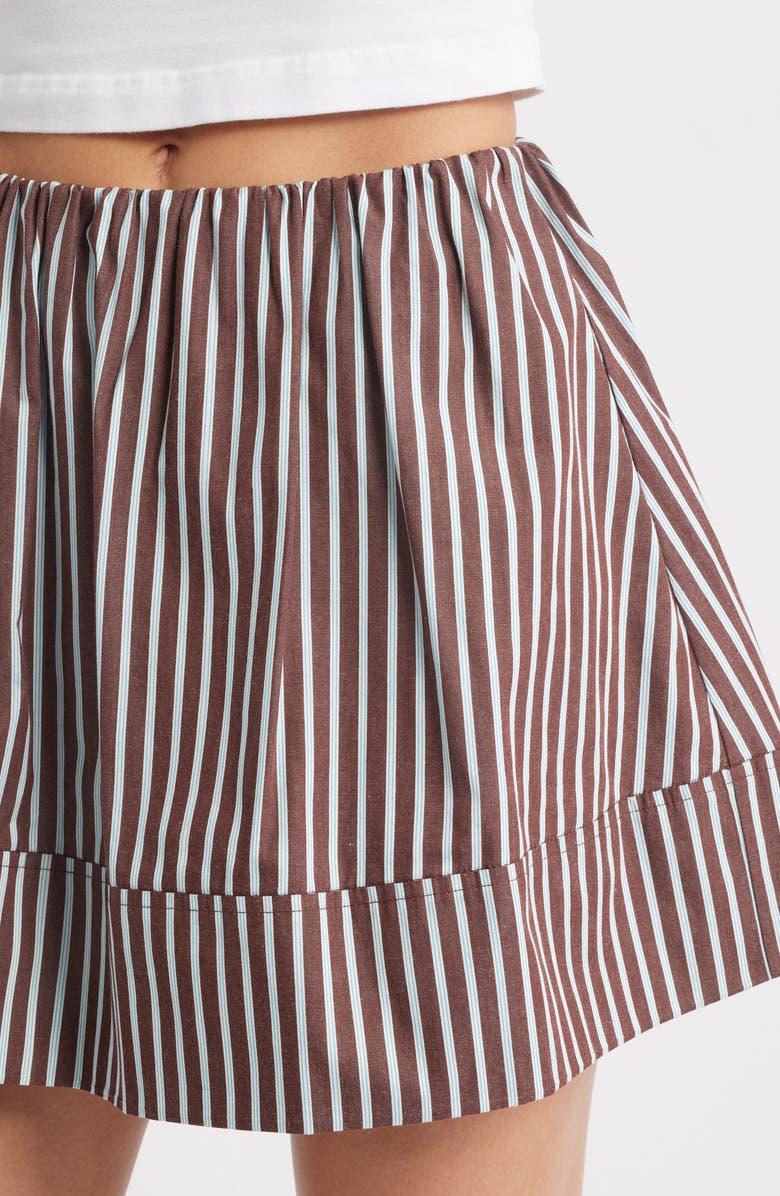 Topshop Poplin Miniskirt, Alternate, color, Brown Multi