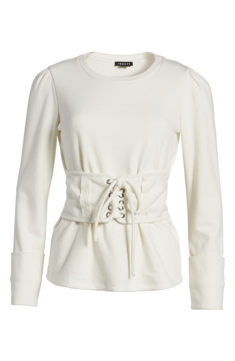 Trouvé Lace-Up Corset Sweatshirt, Alternate, color,