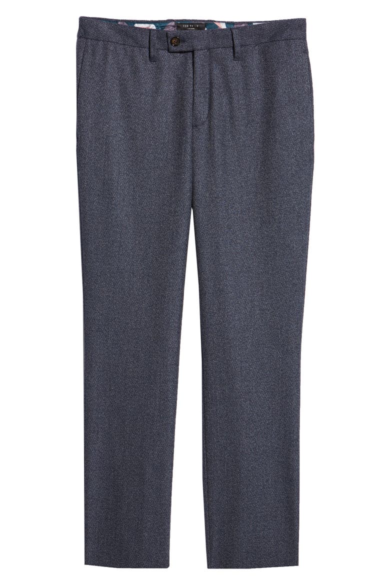 Button Front Tall Twill Slim Straight Trousers, Alternate, color, BLUE