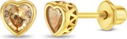 In Season Jewelry Heart CZ Bezel Girl Earrings