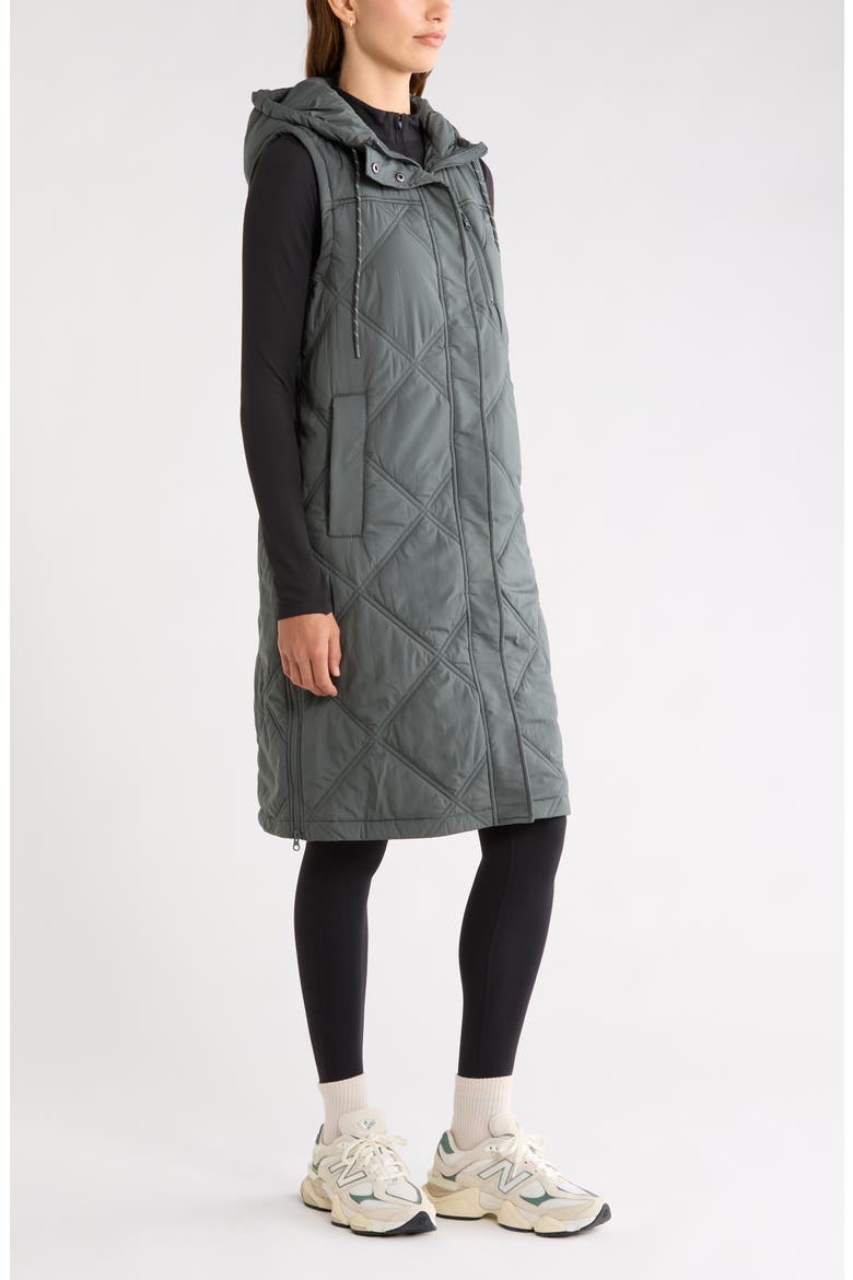 Long Hooded Puffer Vest, Alternate, color, GREEN URBAN