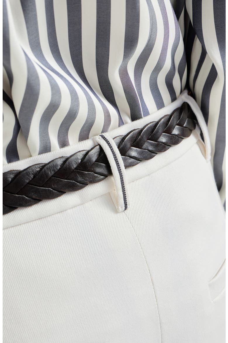 Stretch cotton cover slouchy trousers with monili, Alternate, color, Off-White