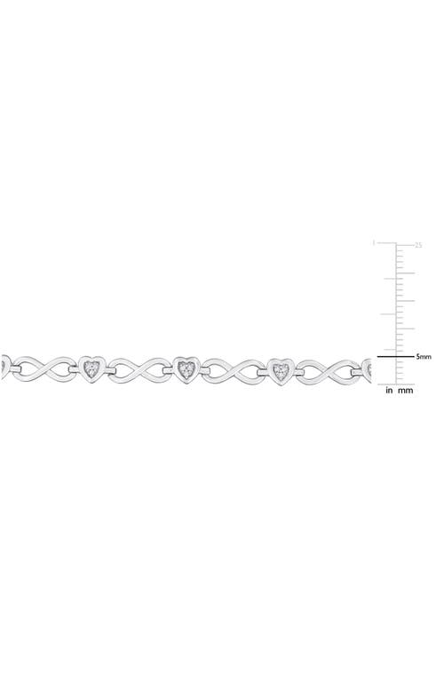 Delmar Diamond Heart Chain Link Bracelet In Silver