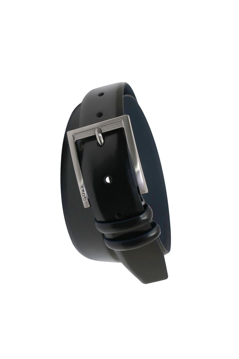 Mens Leather Dress Belt, Alternate, color, Black