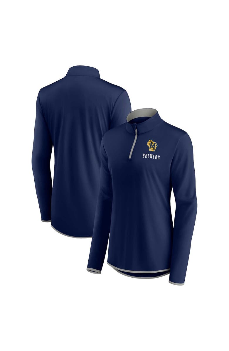 FANATICS Women's Fanatics Branded Navy Milwaukee Brewers Worth The Drive Quarter-Zip Jacket, Main, color, Navy
