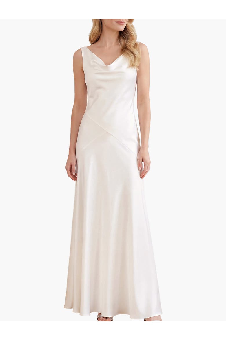 Evangeline Satin Cowl Neck Gown, Main, color, Chalk