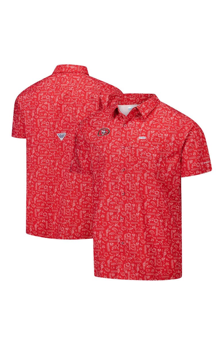 Columbia Men's Columbia PFG Red San Francisco 49ers Super Slack Tide Omni-Wick Button-Up Shirt, Main, color, Red