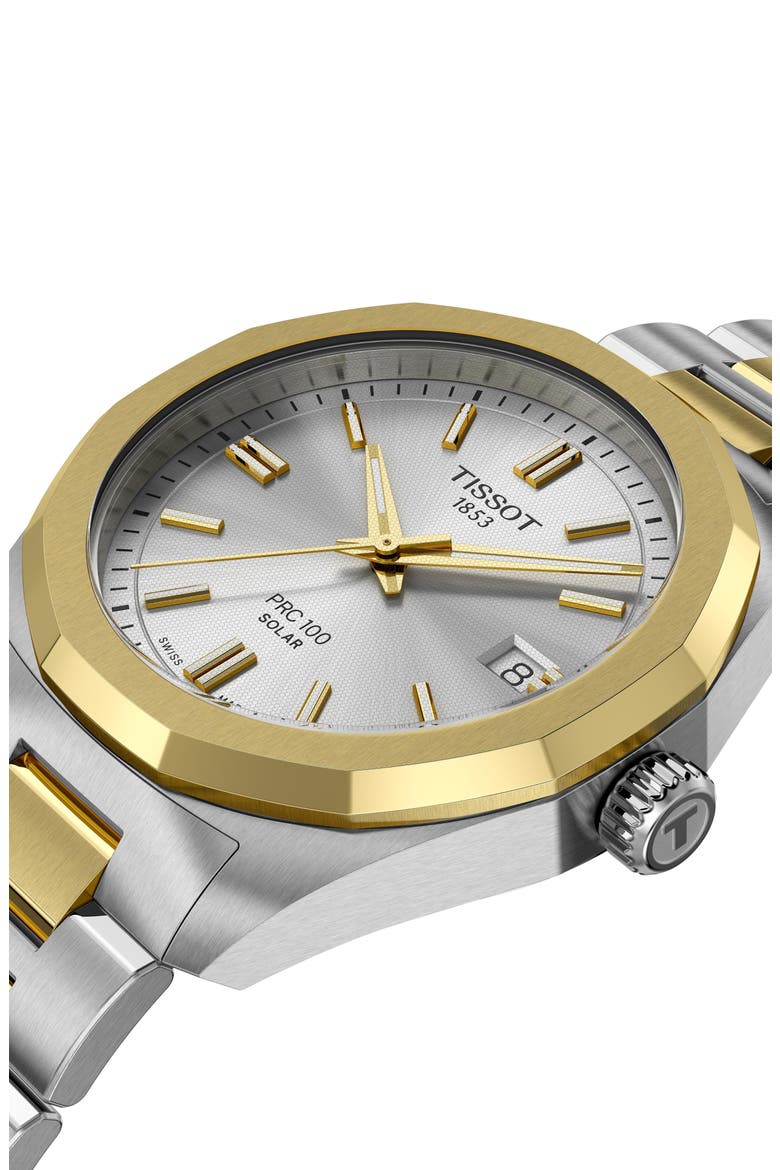 PRC 100 Solar Two-Tone Bracelet Watch, 34mm, Alternate, color, SILVER