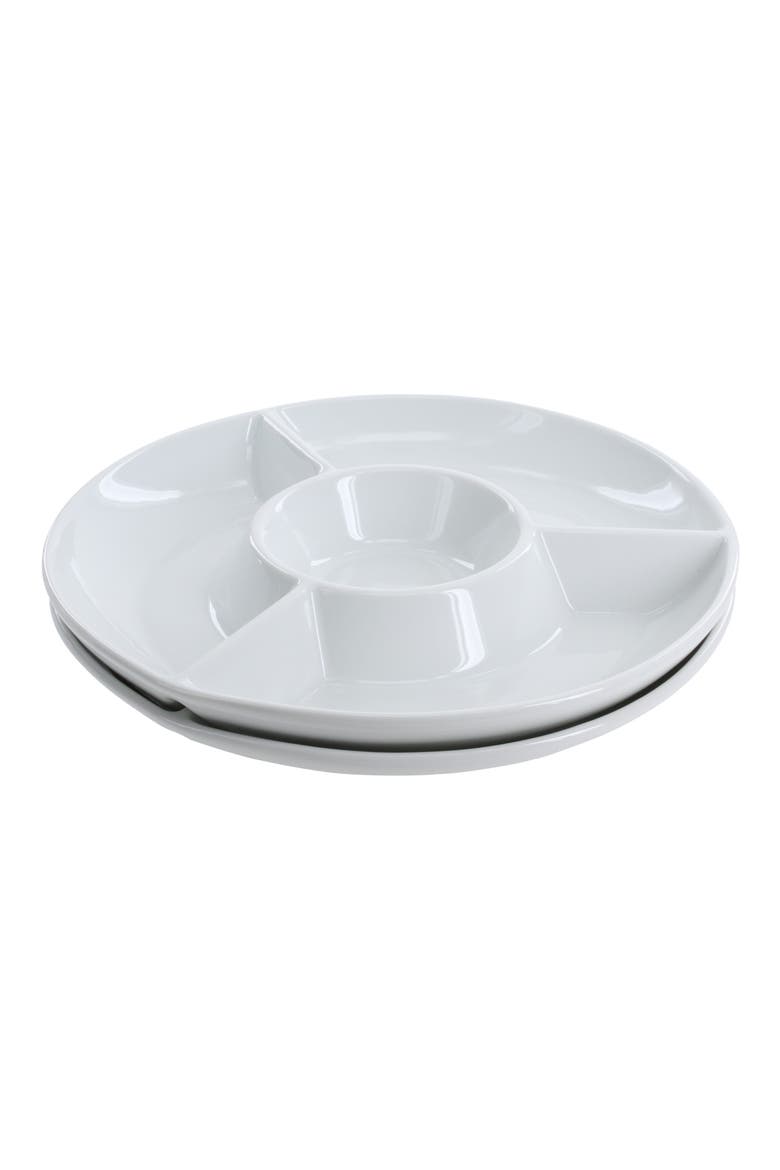 Set of 2 Round Chip & Dip Servers, Alternate, color, WHITE